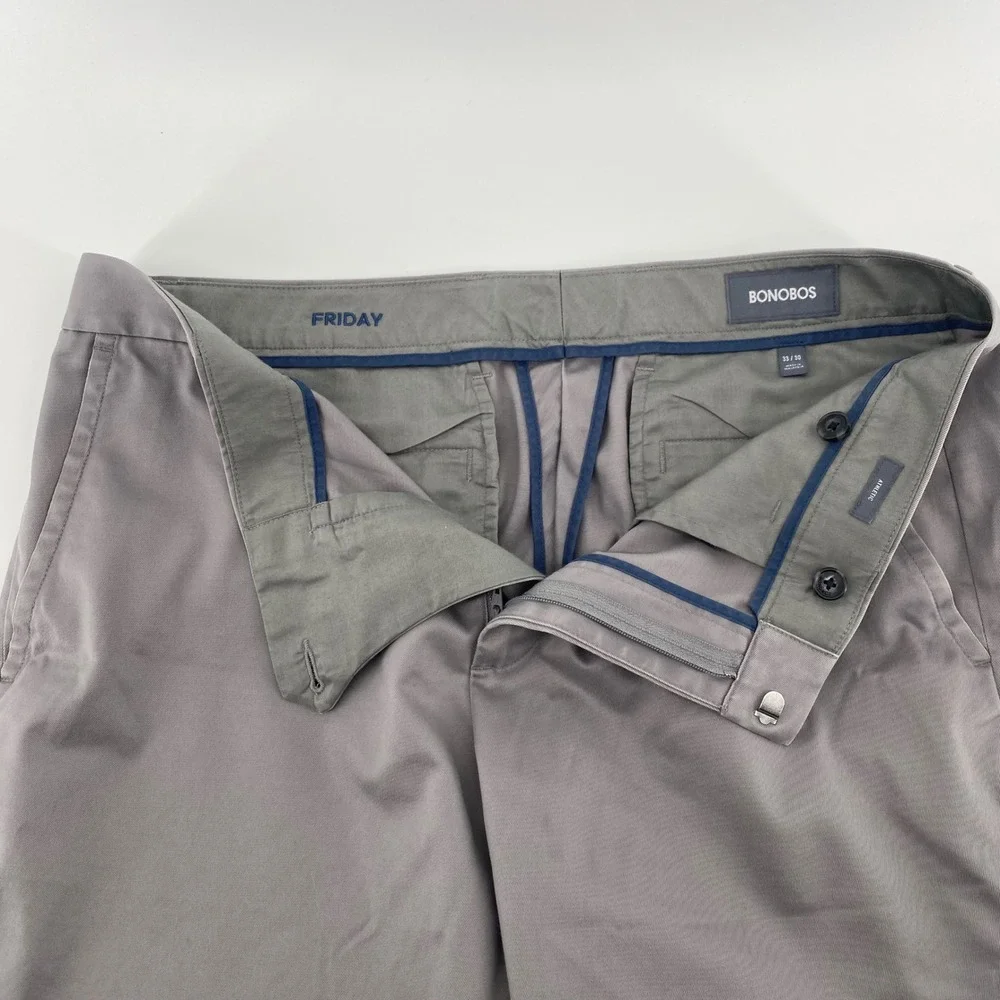 Bonobos Friday Chino Pants Mens 33x30 Grey Athletic Fit Twill Trousers